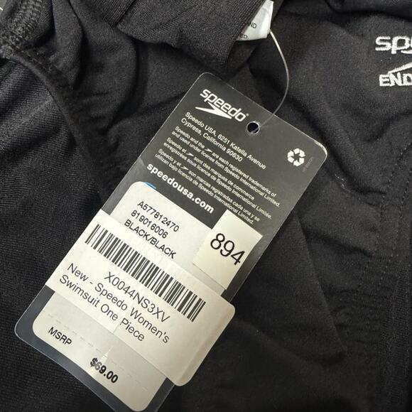 New Speedo Women's One Piece Swimsuit Black Size 26 Endurance+ NWT - Picture 4 of 4